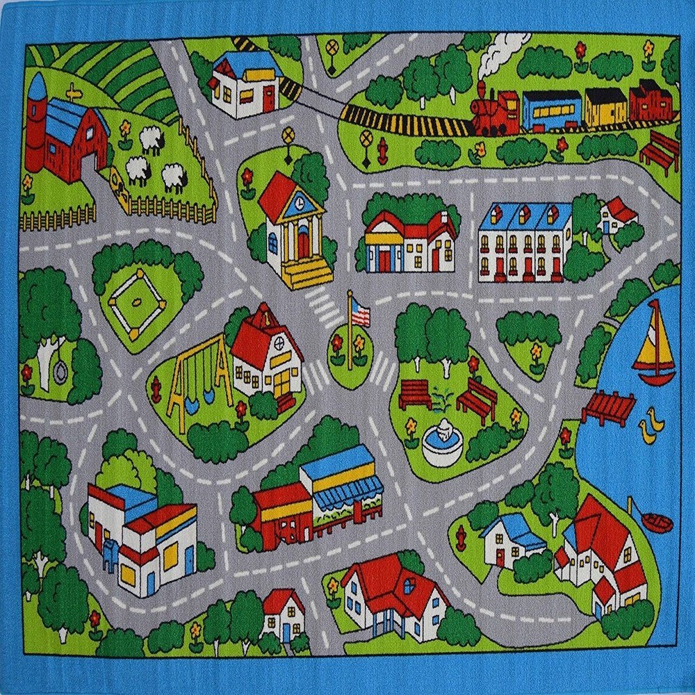 Champion Rugs CR'S 8FTX11FT Kids Educational/Playtime Rug 7FT.4INX10FT.4IN Please Check All Pictures (Street MAP Gray)