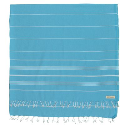 Bersuse Towels Anatolia XL Beach Blanket Throw Blanket Turkish Towel 100% Cotton Extra-Large Quick-Dry Lightweight Premium Peshtemal Towel - 61x82 Inches, Turquoise (Set of 3)