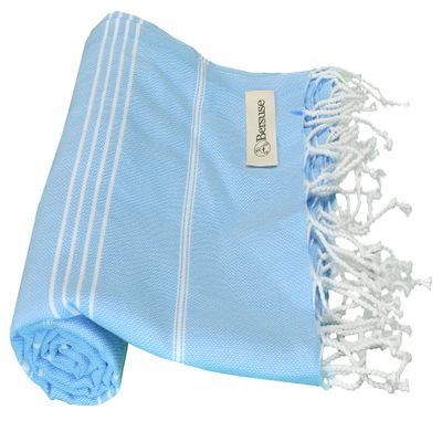 Bersuse Beach Towels Peshtemal Turkish Towels Anatolia Collection Premium Turkish Beach Towel, 100% Cotton, Large, Quick-Dry, Sand-Free, Lightweight - 37x70 Inches, Blue (Set of 6)