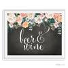 Andaz Press Peach Chalkboard Floral Garden Party Wedding Collection, Party Signs, Beer & Wine Bar Sign, 8.5x11-inch, 1-Pack view 1
