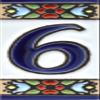 House numbers 3 inch. Handpainted house number tiles for signs, addresses and names. Address numbers for houses. House address numbers and letters. Design FLORES MINI 2,87" x 1,38" (NUMBER 6) view 1