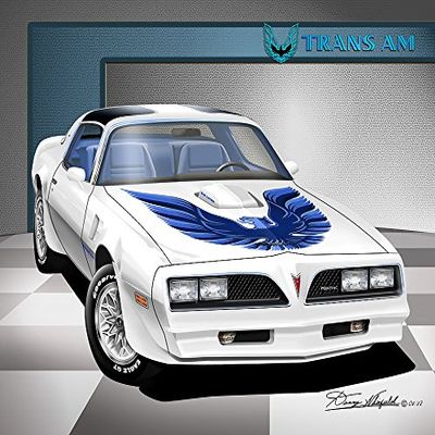 1977-1978 Firebird Trans AM - Cameo White-Art Print Poster by Artist Danny Whitfield - Size 20 X 30
