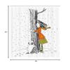 Ambesonne Dog Shower Curtain, Young Girlnd Pug Dog Holding Tree in The Snowy Weather Illustration, Cloth Fabric Bathroom Decor Set with Hooks, 69" W x 84" L, White Black view 3