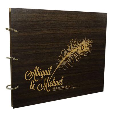 Wedding Wooden Unique Guest Book Personalized Rustic Wood Name Engraved Photo Albums