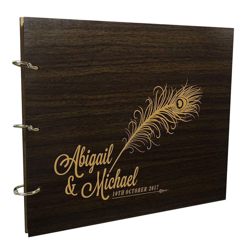 Wedding Wooden Unique Guest Book Personalized Rustic Wood Name Engraved Photo Albums