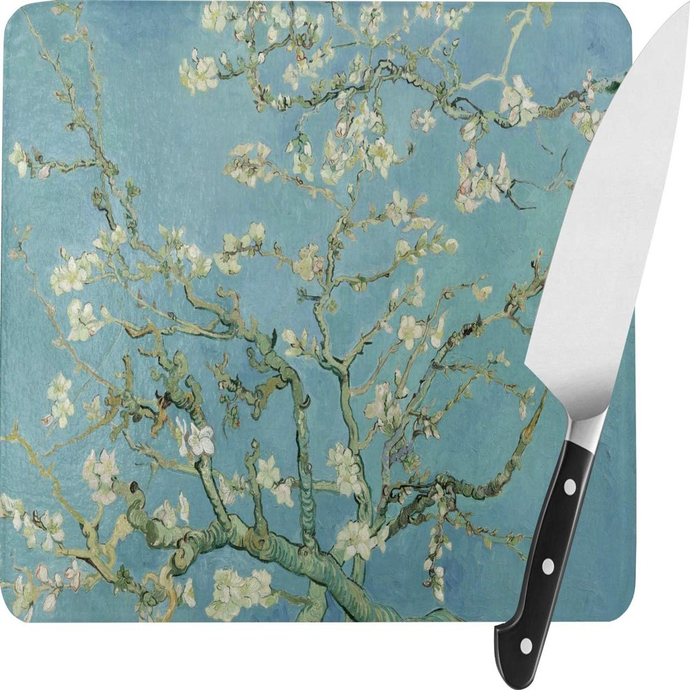 Almond Blossoms Rectangular Glass Cutting Board - Large - 15.25"x11.25"