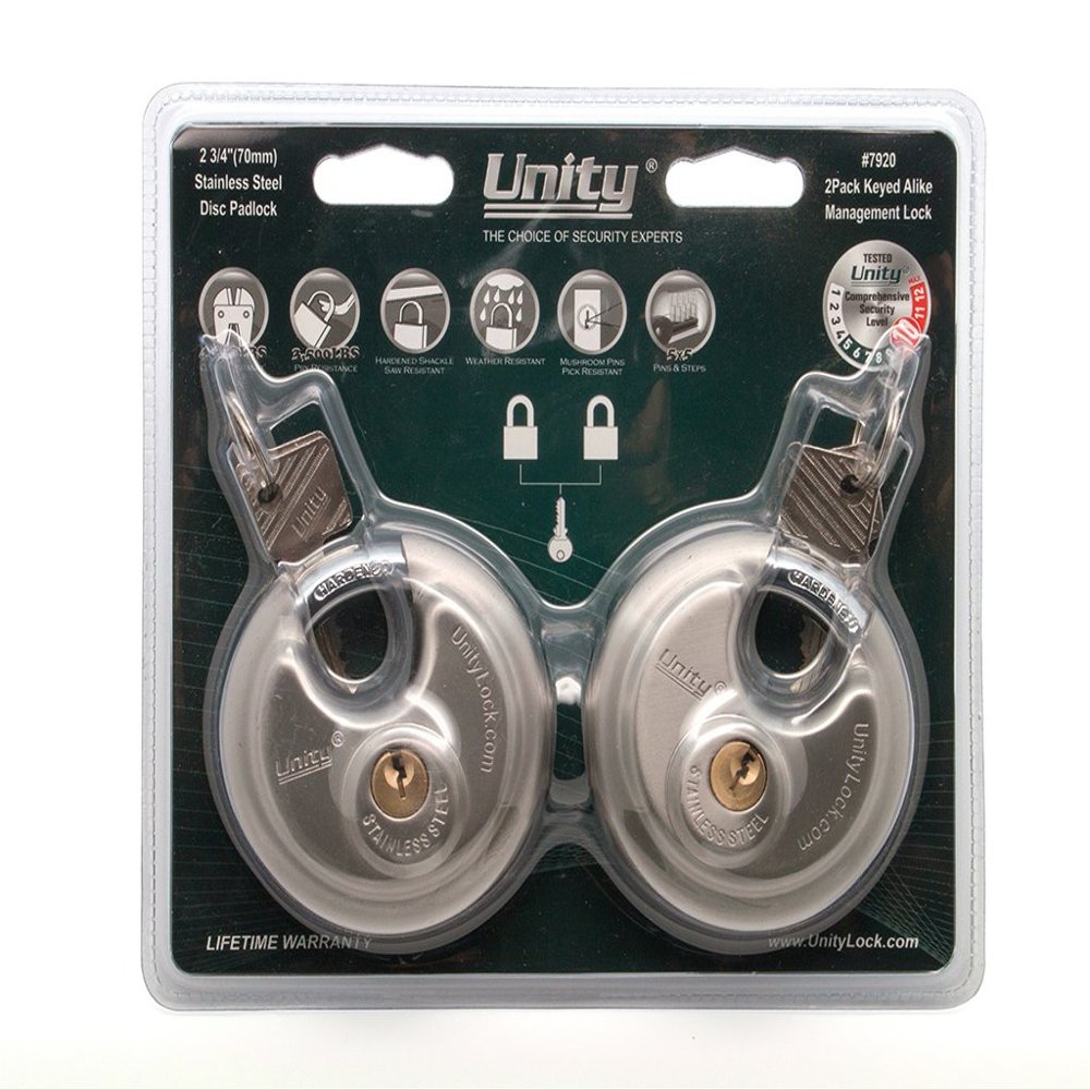 Same Keys for 2 Stainless Steel Disc Padlock 2-3/4", Self Storage disc Lock (2 Locks Keyed Alike)#7920