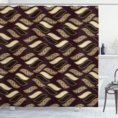 Ambesonne Brown Shower Curtain, Ethnic African Style Cheetah Skin Texture Pattern Camouflage Design, Cloth Fabric Bathroom Decor Set with Hooks, 69" W x 84" L, Redwood Brown