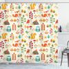 Ambesonne Cartoon Shower Curtain, Autumn Pattern Owl Fox Squirrel Birds Animal Leaves Print, Cloth Fabric Bathroom Decor Set with Hooks, 69" W x 84" L, Cream Multicolor view 1