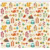 Ambesonne Cartoon Shower Curtain, Autumn Pattern Owl Fox Squirrel Birds Animal Leaves Print, Cloth Fabric Bathroom Decor Set with Hooks, 69" W x 84" L, Cream Multicolor view 2