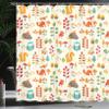 Ambesonne Cartoon Shower Curtain, Autumn Pattern Owl Fox Squirrel Birds Animal Leaves Print, Cloth Fabric Bathroom Decor Set with Hooks, 69" W x 84" L, Cream Multicolor view 3