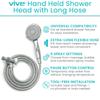 Vive Hand Held Shower Head with Long Hose - Detachable 2 in 1 Universal High Pressure Handheld Adapter - Chrome Finish with Large Waterfall Rainfall (Chrome) view 2