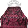 Exotic India Reversible Jamawar Bedspread with Woven Tree of Life - Viscose - Color Black and Carmine Color view 1