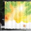 Ambesonne Summer Shower Curtain, Watercolor Holiday Sun Vacation Themed Paint Starfish and Palm Leaves Print, Cloth Fabric Bathroom Decor Set with Hooks, 69" W x 75" L, Fern Green view 3