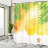 Ambesonne Summer Shower Curtain, Watercolor Holiday Sun Vacation Themed Paint Starfish and Palm Leaves Print, Cloth Fabric Bathroom Decor Set with Hooks, 69" W x 75" L, Fern Green view 4