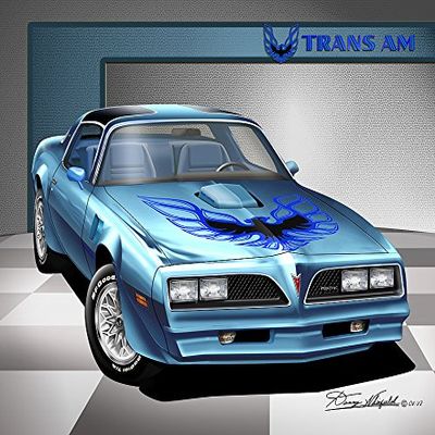 1977-1978 Firebird Trans AM - Glacier Blue-Art Print Poster by Artist Danny Whitfield - Size 20 X 30