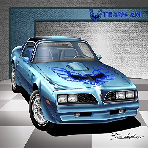 1977-1978 Firebird Trans AM - Glacier Blue-Art Print Poster by Artist Danny Whitfield - Size 20 X 30