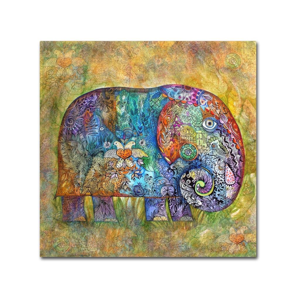 Trademark Fine Art Runes Elephant by Oxana Ziaka, 18x18-Inch