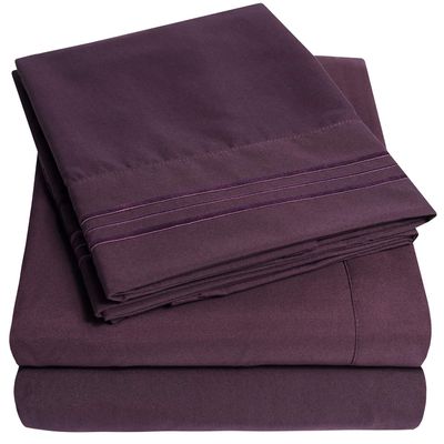 1500 Supreme Collection Twin XL Sheet Sets Purple- 3 Piece Bed Sheets and Pillowcase Set for Twin XL Mattress - Extra Soft, Elastic Corner Straps, Deep Pocket Sheets, Twin XL Purple