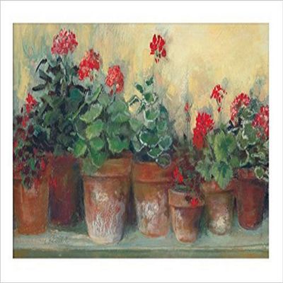 Buyartforless Kathleen's Geraniums by Carol Rowan 32x20 Floral Poster Art Print