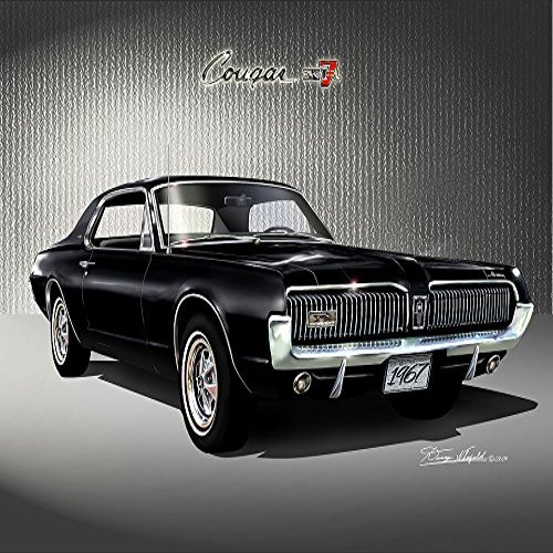 1967 COUGAR XR7 Black - ART PRINT POSTER BY ARTIST DANNY WHITFIELD - SIZE 20 X 30
