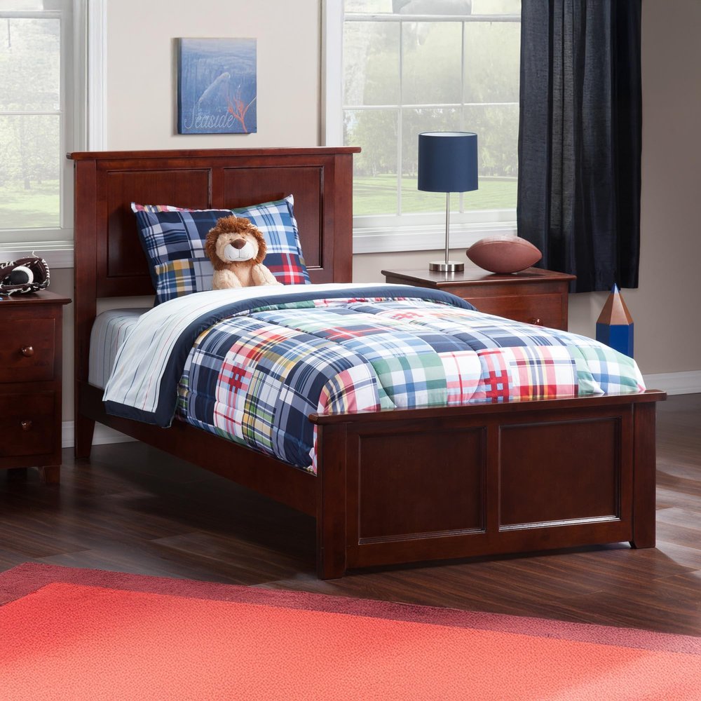 AFI, Madison Twin Foundation Bed with Matching Footboard, Walnut