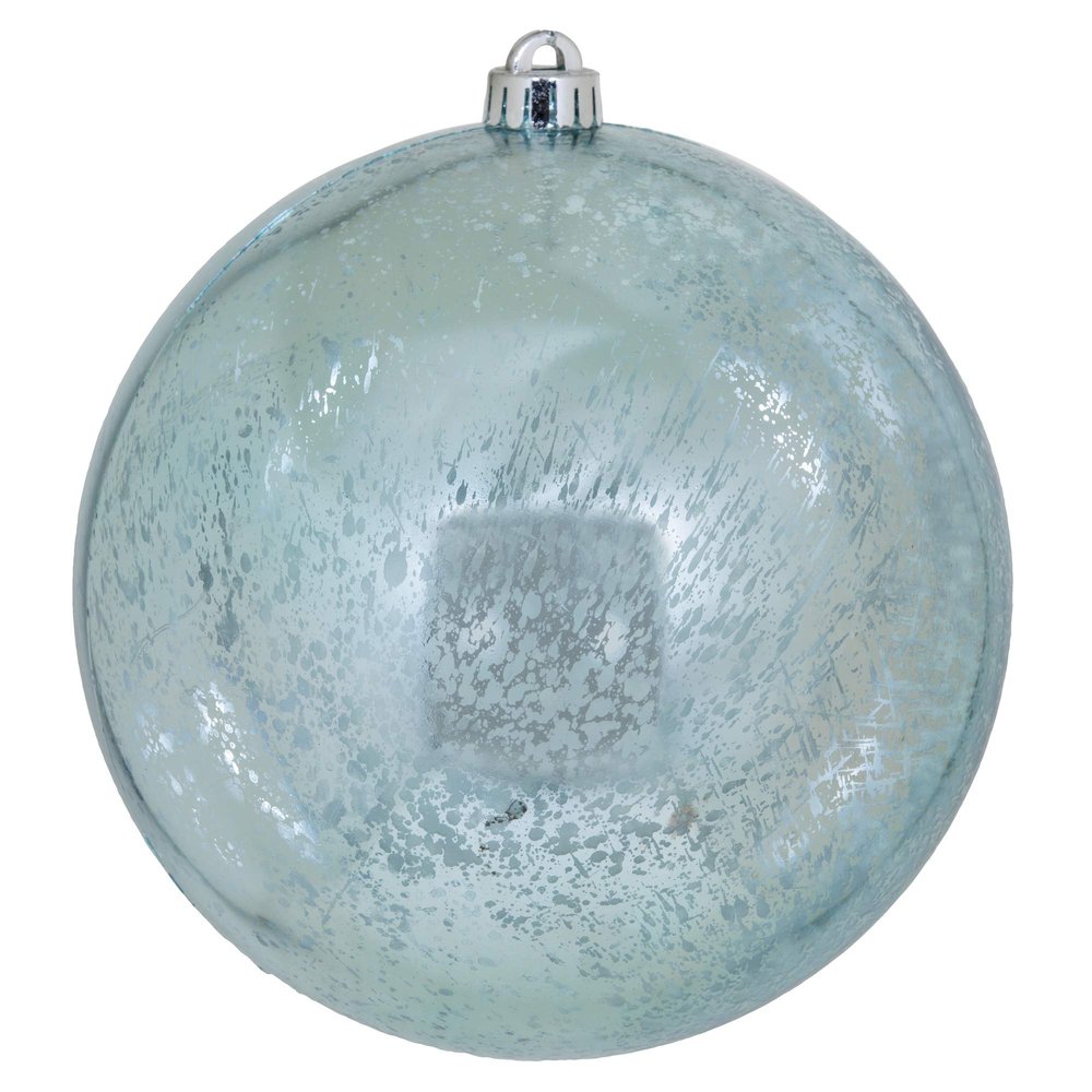 Vickerman 8" Christmas Ornament Ball, Baby Blue Shiny Mercury Finish, Shatterproof Plastic, Holiday Christmas Tree Decoration