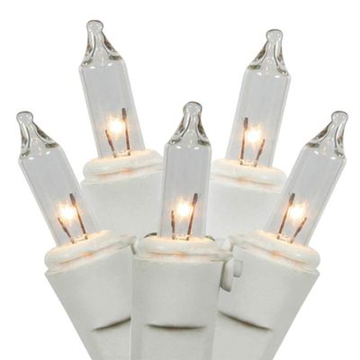 Everglow Mini Christmas Light Set - Clear - 6.1ft White Wire - 140ct