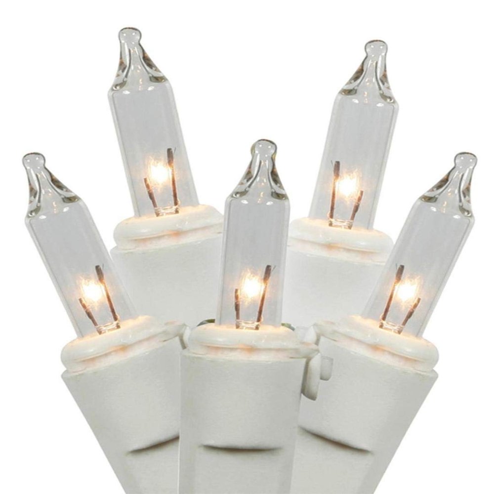 Everglow Mini Christmas Light Set - Clear - 6.1ft White Wire - 140ct