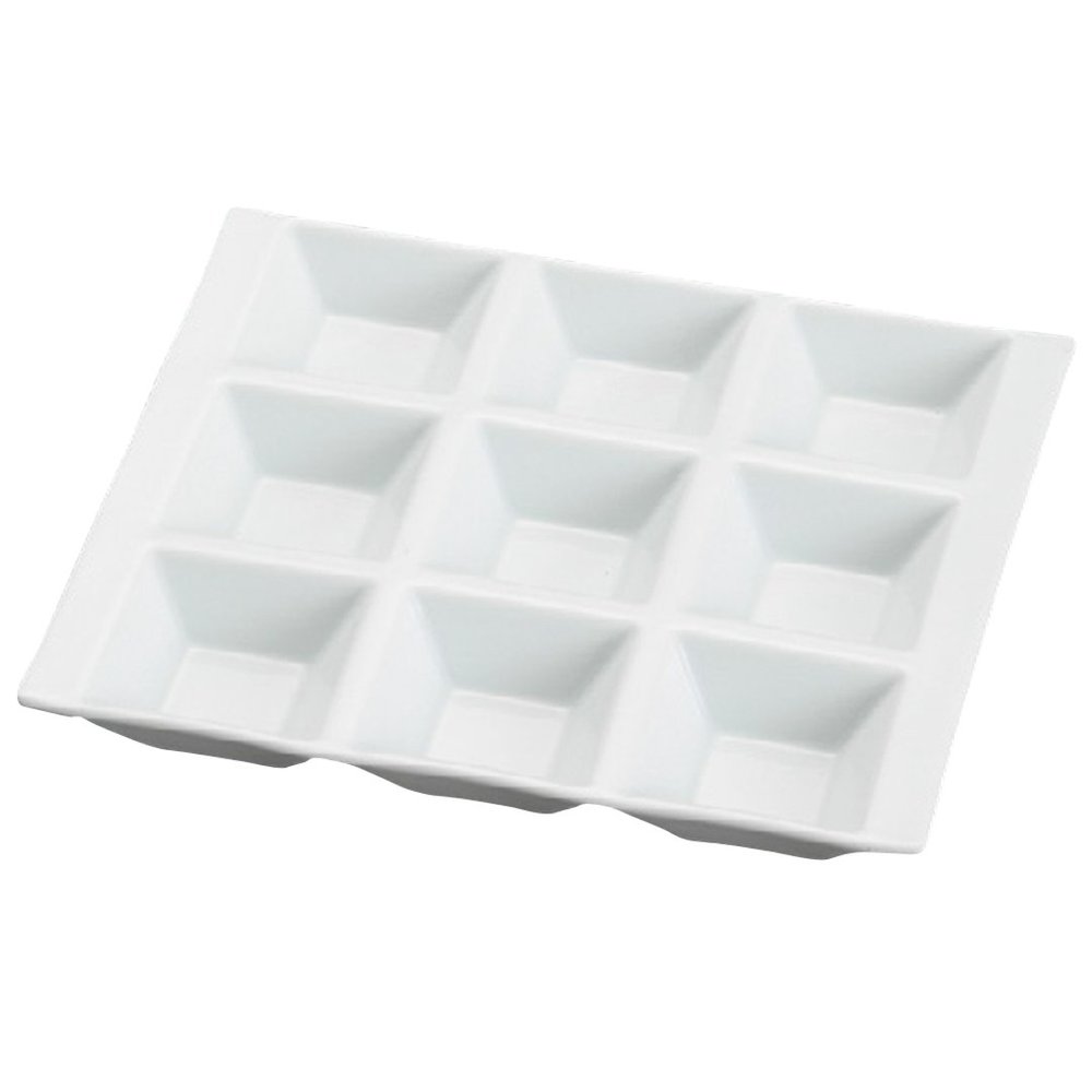 Yamasita Craft 11628120 White Porcelain A La Carte Tray, 8.7 x 9.8 x 1.1 inches (22 x 25 x 2.7 cm)