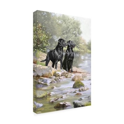 Wrapped Canvas Wall Art - The Macneil Studio 'Black Labradors' Wall Art for Living Room, Bedroom, or Office Dcor - 16x24