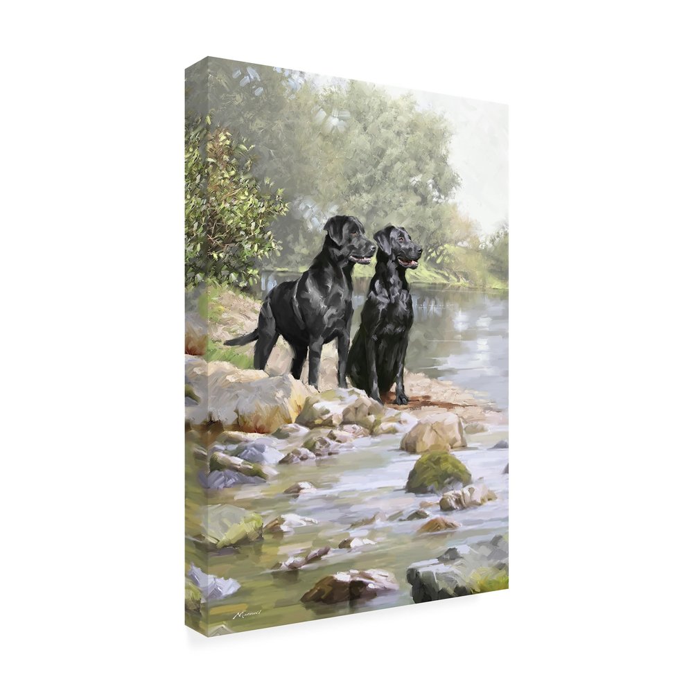 Wrapped Canvas Wall Art - The Macneil Studio 'Black Labradors' Wall Art for Living Room, Bedroom, or Office Dcor - 16x24