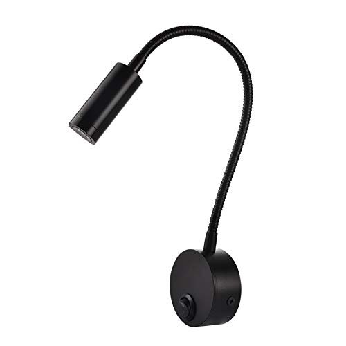 LEDSONLINE Black Wall Lamp Sconces Built-in Power 3W Wall headboard Mount Lamp for Art Gallery Display Bedroom Reading Light 110V Hardwired Without of Plug in Cord