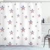 Ambesonne 4th of July Shower Curtain, Scattered Stars with American Flag Motifs Independence Day Theme, Cloth Fabric Bathroom Decor Set with Hooks, 69" W x 75" L, Ruby Navy Blue White view 3