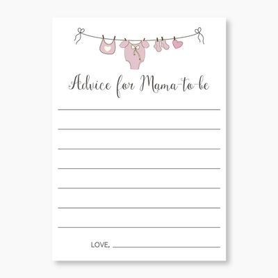 20 Pack Girl Advice Cards for Baby Shower, Advice for the Mom and Dad to Be (Advice4-G)