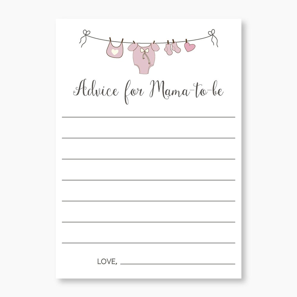 20 Pack Girl Advice Cards for Baby Shower, Advice for the Mom and Dad to Be (Advice4-G)