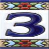 House numbers 3 inch. Handpainted house number tiles for signs, addresses and names. Address numbers for houses. House address numbers and letters. Design FLORES MINI 2,87" x 1,38" (NUMBER 3) view 1