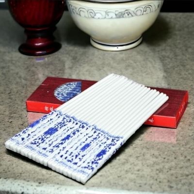 10 Pairs Blue and White Floral Pattern Porcelain Chopsticks Traditional Jingdezhen
