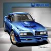 1977-1978 Firebird Trans AM - Martinique Blue-Art Print Poster by Artist Danny Whitfield - Size 20 X 30 view 1