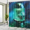 Ambesonne Outer Space Shower Curtain, Martian UFO Alien in a Aquarium Like Tube Art Image, Cloth Fabric Bathroom Decor Set with Hooks, 69" W x 70" L, Pale Green Sky Blue view 4