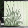 Ambesonne Green Shower Curtain, Nature Botanic Exotic Plants Silhouette Fern Leaves with Grungy Effect, Cloth Fabric Bathroom Decor Set with Hooks, 69" W x 75" L, Green Olive view 3