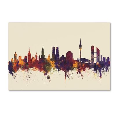 Trademark Fine Art Munich Germany Skyline IV by Michael Tompsett, 16x24-Inch-Inch