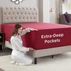Empyrean Burgundy Red Extra Deep Pocket Fitted Sheet Full Size, Hotel Luxury Deep Pocket Full Size Fitted Sheet Only Easily Fits 18 to 24 Inch Mattress, Soft, Wrinkle-Free with Corner Straps view 3