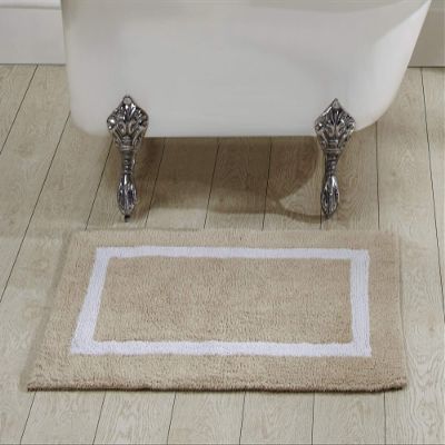 Better Trends 100% Cotton Hotel Collection Bath Mats, Sand & White Bath Mat - Tufted, Reversible & Absorbent & Machine Washable Bath Mats for Bathroom Floor, Shower & Sink, 24" x 40"