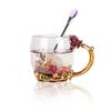 Bestbling Creative Handmade Enamel Home Decration Enamel Flower Crystal Glass Coffee Tea Water Cup (32CL, Rose Red) view 1