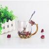 Bestbling Creative Handmade Enamel Home Decration Enamel Flower Crystal Glass Coffee Tea Water Cup (32CL, Rose Red) view 2