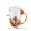 Bestbling Creative Handmade Enamel Home Decration Enamel Flower Crystal Glass Coffee Tea Water Cup (32CL, Rose Red) view 3