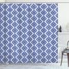 Ambesonne Moroccan Shower Curtain, Turkish Ottoman Mosaic Tiles with Floral Leaves Details Print, Cloth Fabric Bathroom Decor Set with Hooks, 69" W x 75" L, Turquoise Blue view 1