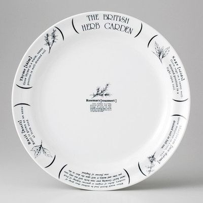 HERB GARDEN 9 Meat Plate, 9.7 x 1.2 inches (24.7 x 3 cm), 17.3 oz (492 g), Cafe Style, Cafe, Restaurant, Western, Restaurant, Commercial Use, Simple, Cute