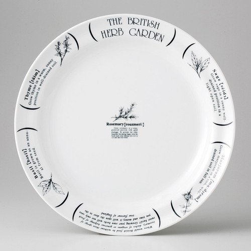 HERB GARDEN 9 Meat Plate, 9.7 x 1.2 inches (24.7 x 3 cm), 17.3 oz (492 g), Cafe Style, Cafe, Restaurant, Western, Restaurant, Commercial Use, Simple, Cute